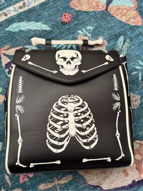 Black Skeleton Print Men’s Backpack Shoulder Bag